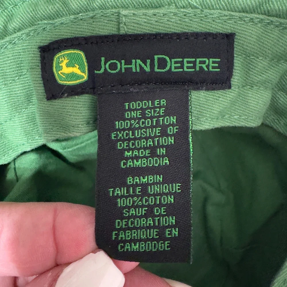 3198 | John Deere Tractor Embroidered Cotton Bucket Sun Hat Green Toddler OS